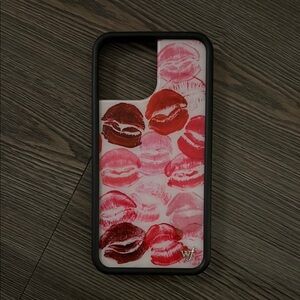 Lip Print Phone Case with Black Edge